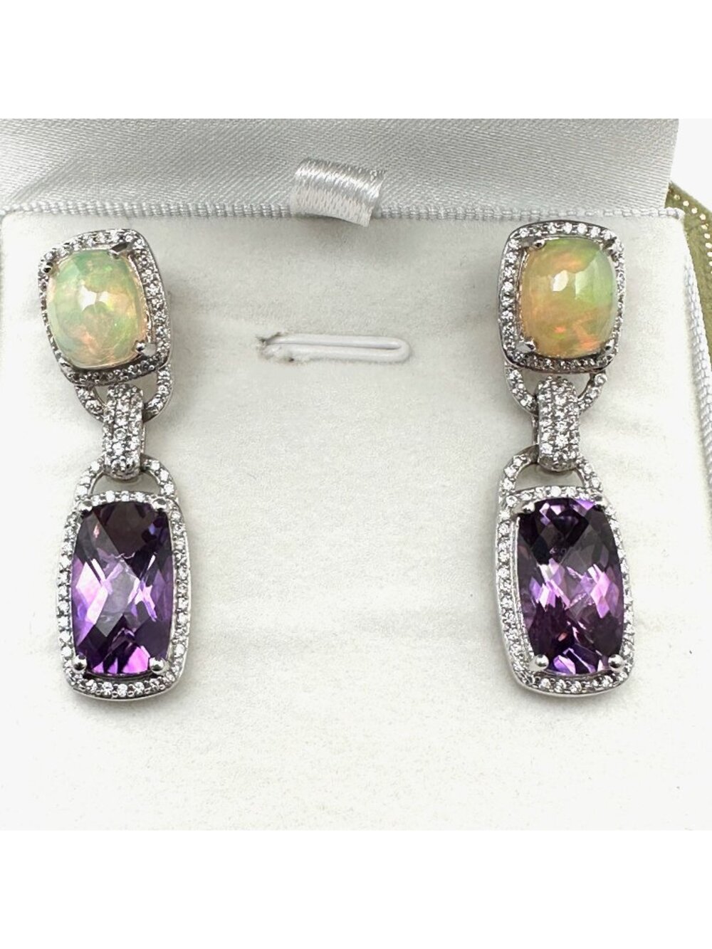 Rarities Carol Brodie Sterling Ethiopian Opal Amethyst Zircon Pierced Earrings